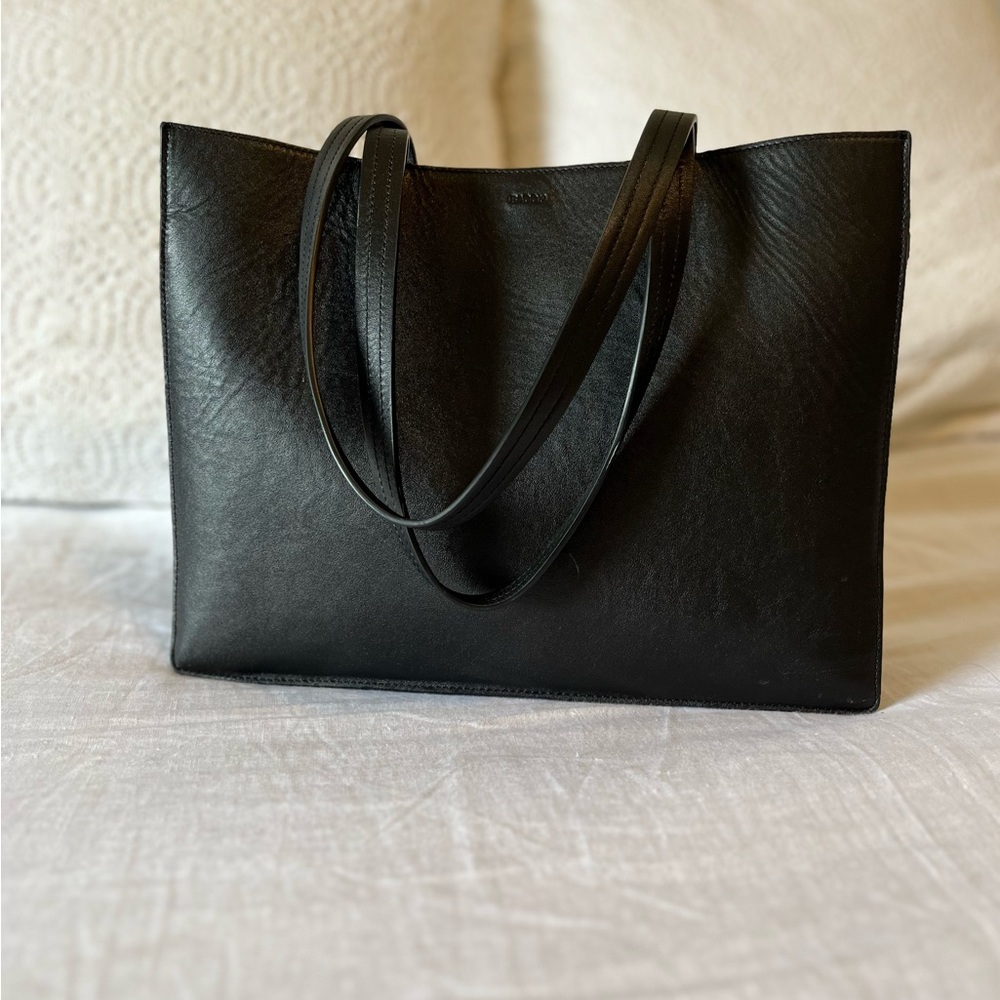 Baggu black leather tote bag